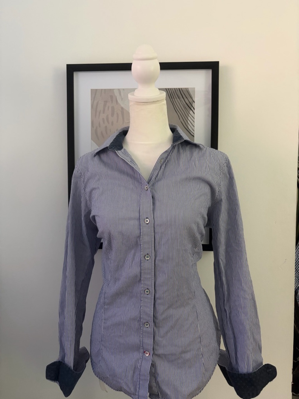 Zara Button-Down Shirt in Blue and White Pinstripe